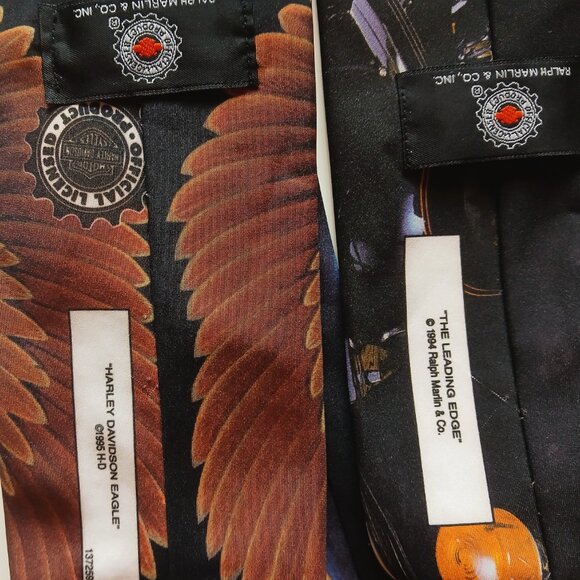 Harley Davidson 100% Polyester Vintage Necktie Set of 2 GUC - Picture 2 of 6